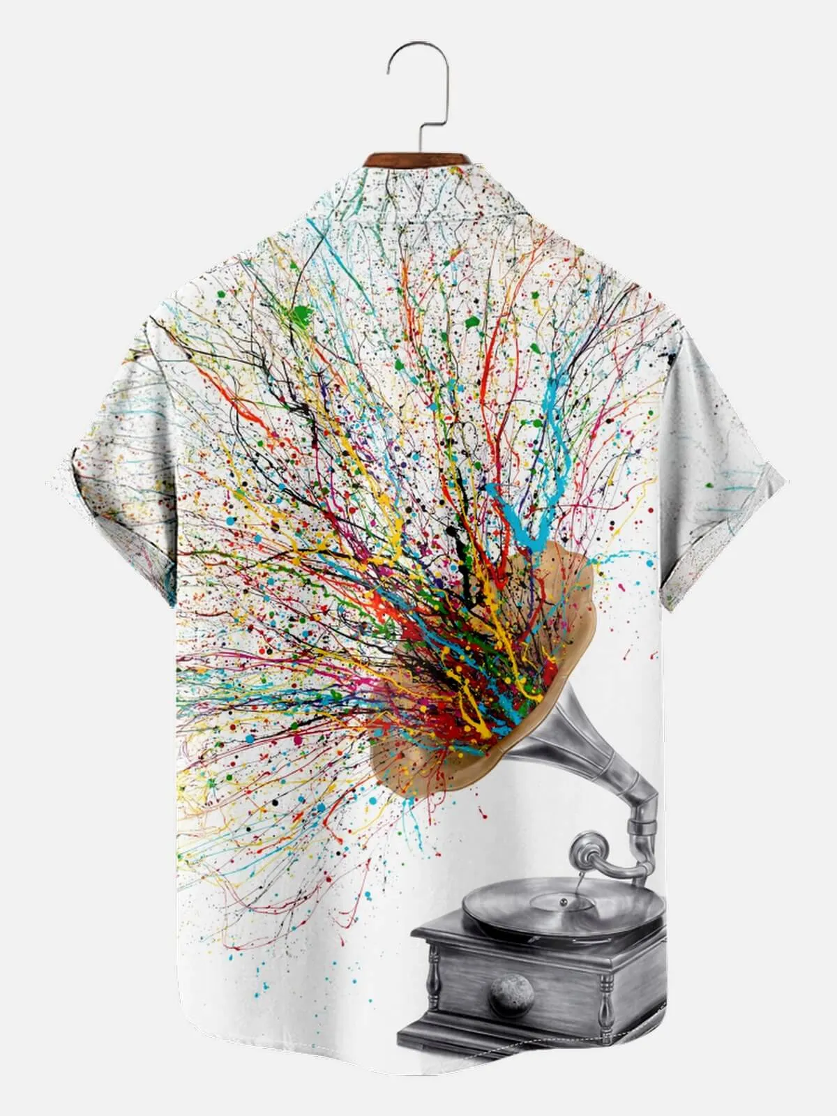 Men's Gramophone Paint Splash Short Sleeve Shirt sold by Eleven Oasis product image thumbnail 3