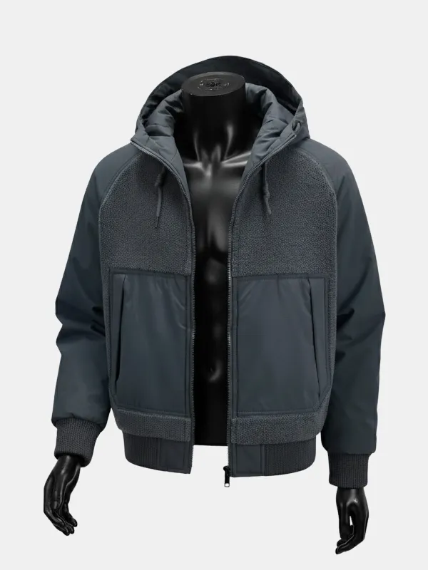 Men's Sherpa-Panel Hooded Puffer Jacket sold by Eleven Oasis