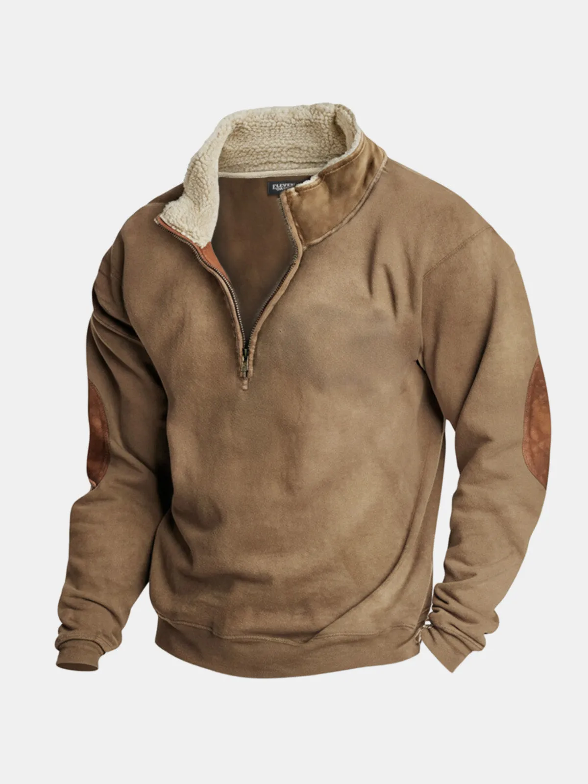 Men's Sherpa Collar Quarter-Zip Fleece Pullover Sweater sold by Eleven Oasis