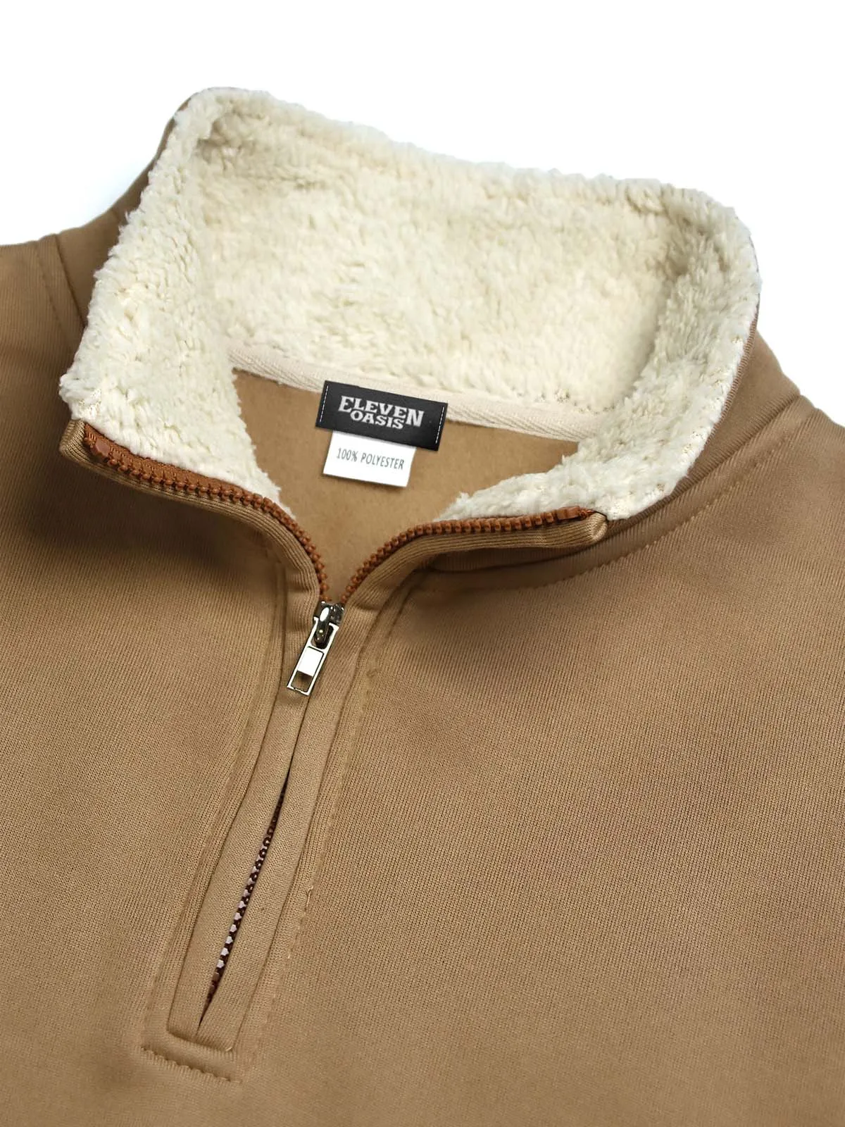 Men's Sherpa Collar Quarter-Zip Fleece Pullover Sweater sold by Eleven Oasis product image thumbnail 3