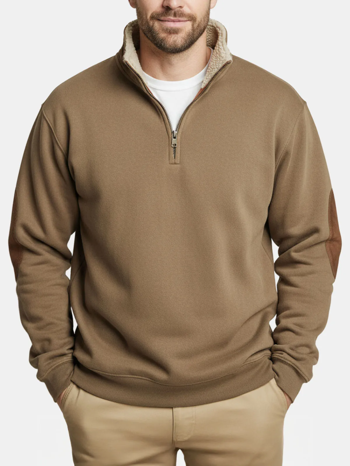 Men's Sherpa Collar Quarter-Zip Fleece Pullover Sweater sold by Eleven Oasis product image thumbnail 2
