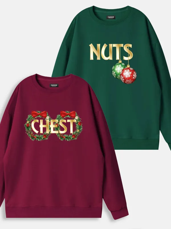 Chest / Nuts Classic Christmas Sweatshirts (Sold Individually) sold by Eleven Oasis