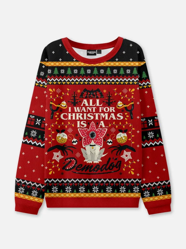 All I Want for Christmas Is a Demodog Ugly Christmas Sweatshirt sold by Eleven Oasis