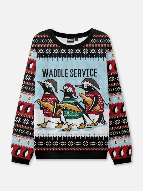 Waddle Service Ugly Christmas Sweater sold by Eleven Oasis