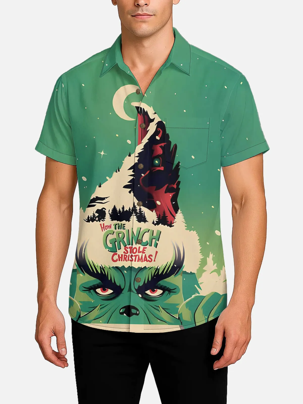 Men's How the Grinch Stole Christmas Short Sleeve Shirt sold by Eleven Oasis product image thumbnail 2