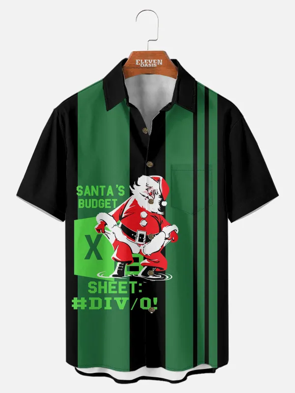 Men's Santa's Budget Spreadsheet Christmas Bowling Short Sleeve Shirt sold by Eleven Oasis