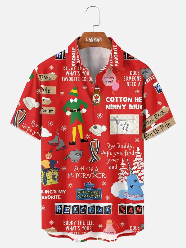 Tall Men's Buddy the Elf Quote Print Short Sleeve Shirt made by Eleven Oasis