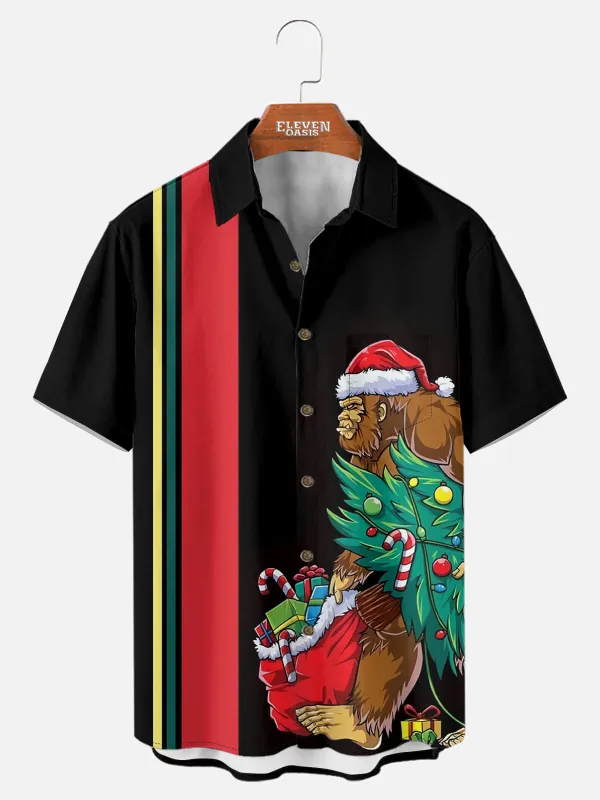Men's Bigfoot Christmas Tree Short Sleeve Shirt sold by Eleven Oasis