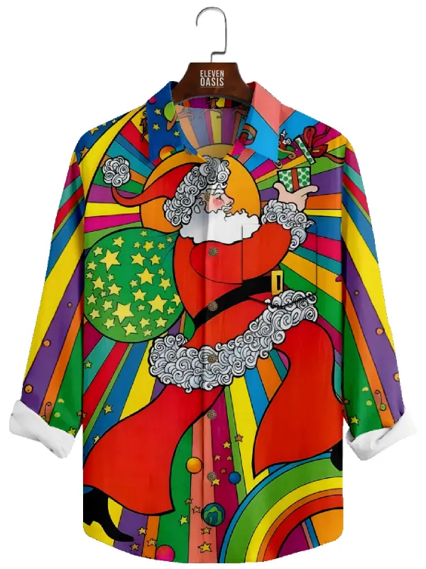 Men's Groovy Santa Long Sleeve Shirt sold by Eleven Oasis