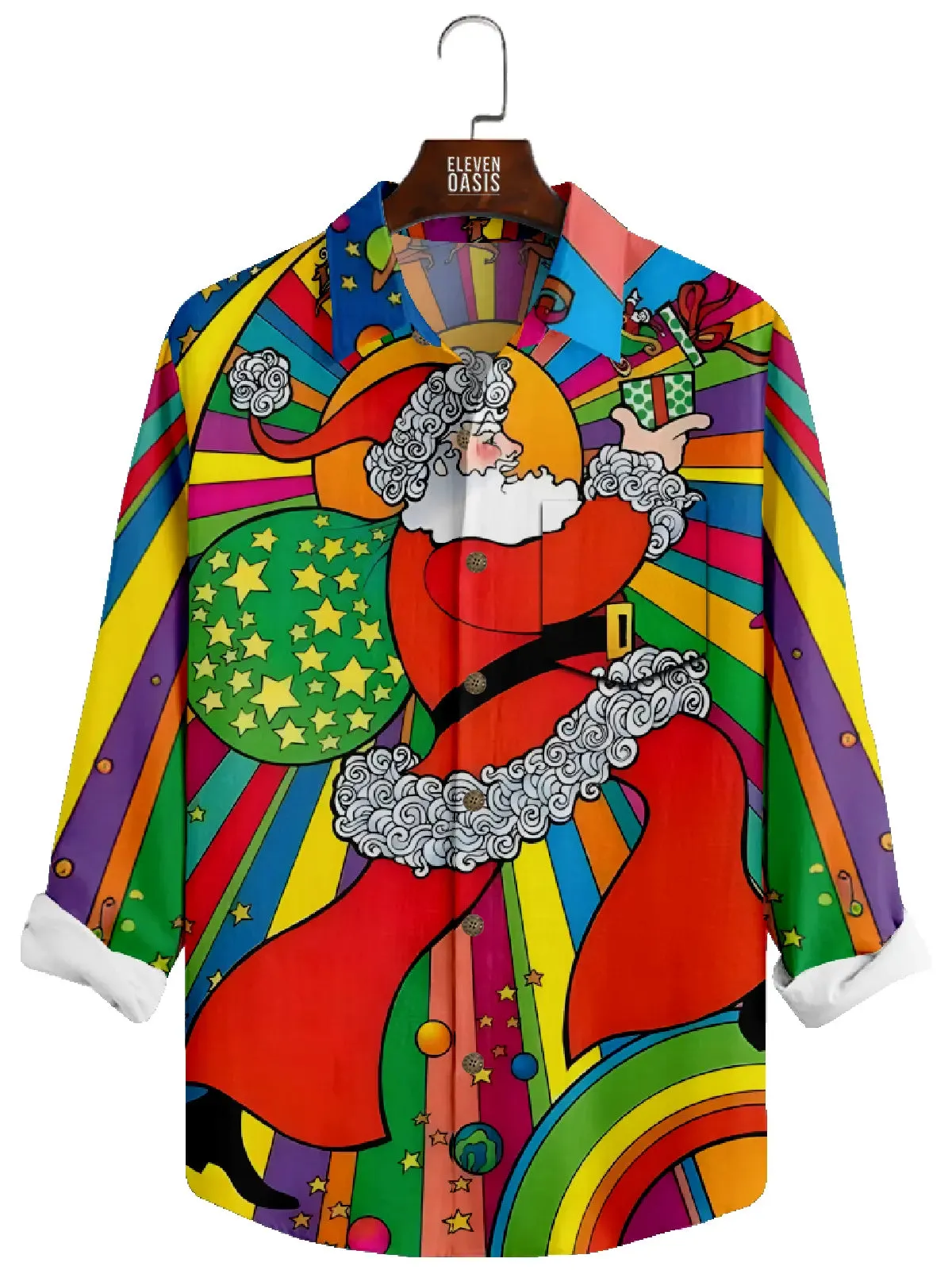 Men's Groovy Santa Long Sleeve Shirt sold by Eleven Oasis