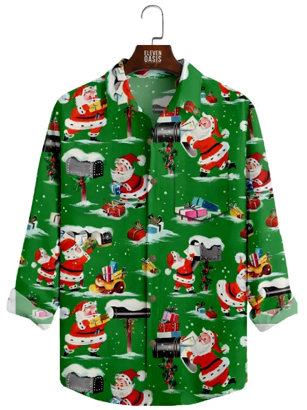 Men's Santa's Mail Delivery Christmas Long Sleeve Shirt sold by Eleven Oasis