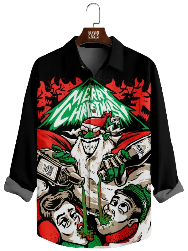 Men's Naughty Christmas Drinking Long Sleeve Shirt sold by Eleven Oasis