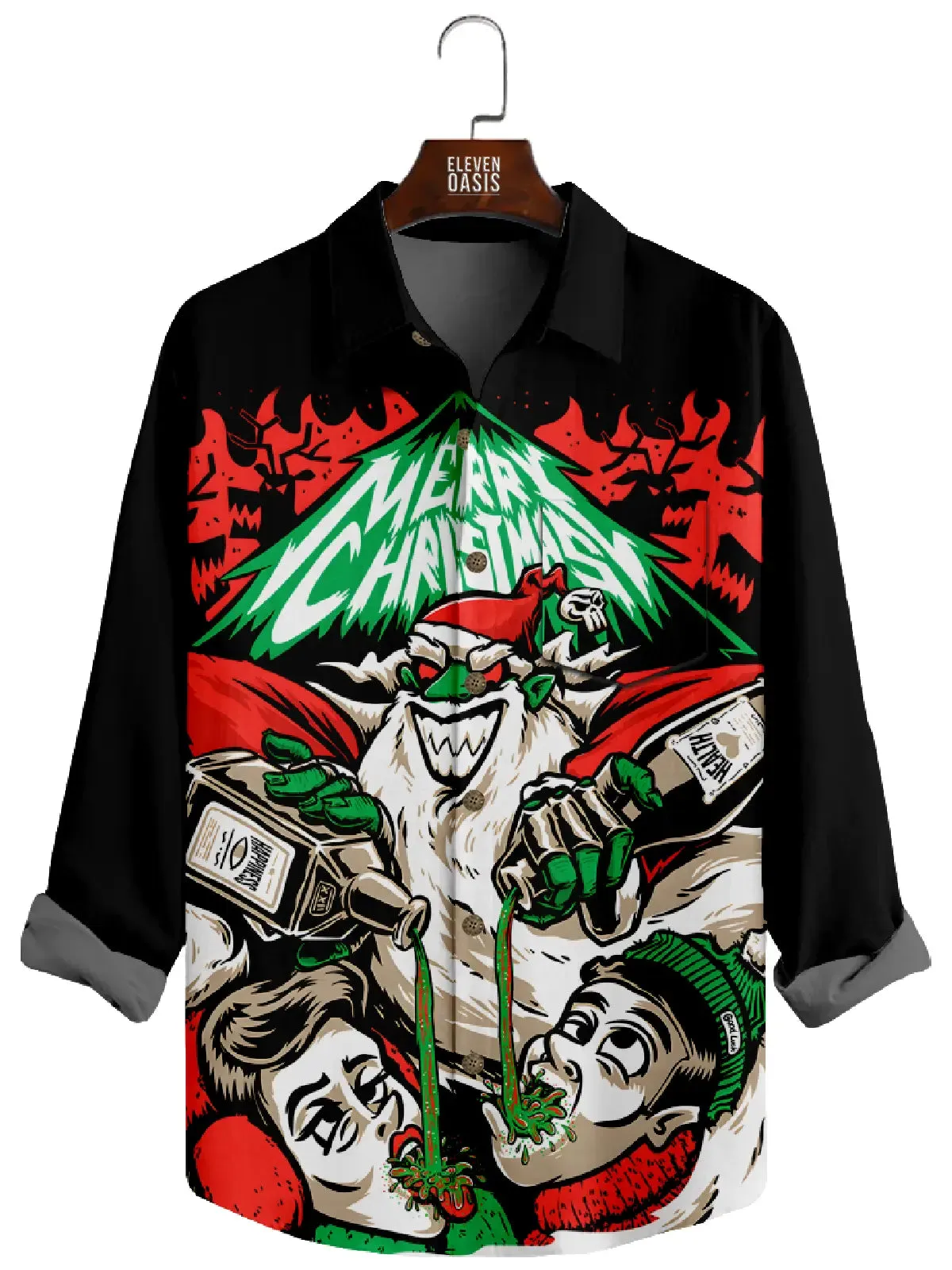 Men's Naughty Christmas Drinking Long Sleeve Shirt sold by Eleven Oasis