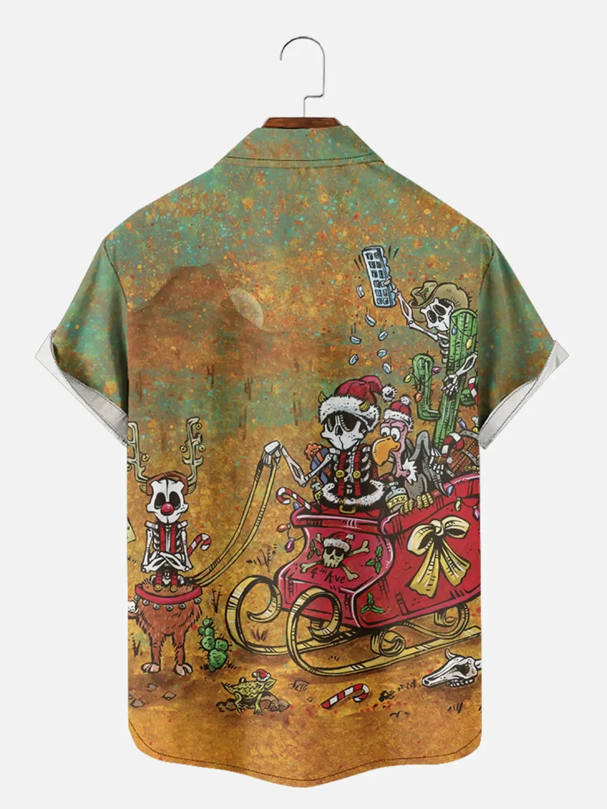 Men's Skeleton Christmas Sleigh Short Sleeve Shirt sold by Eleven Oasis product image thumbnail 2