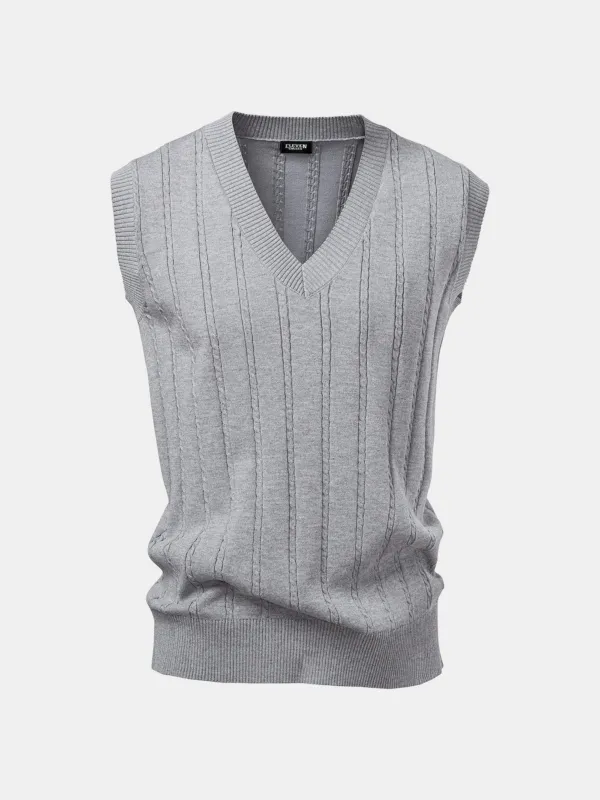 Men's Cable Knit V-Neck Sweater Vest sold by Eleven Oasis