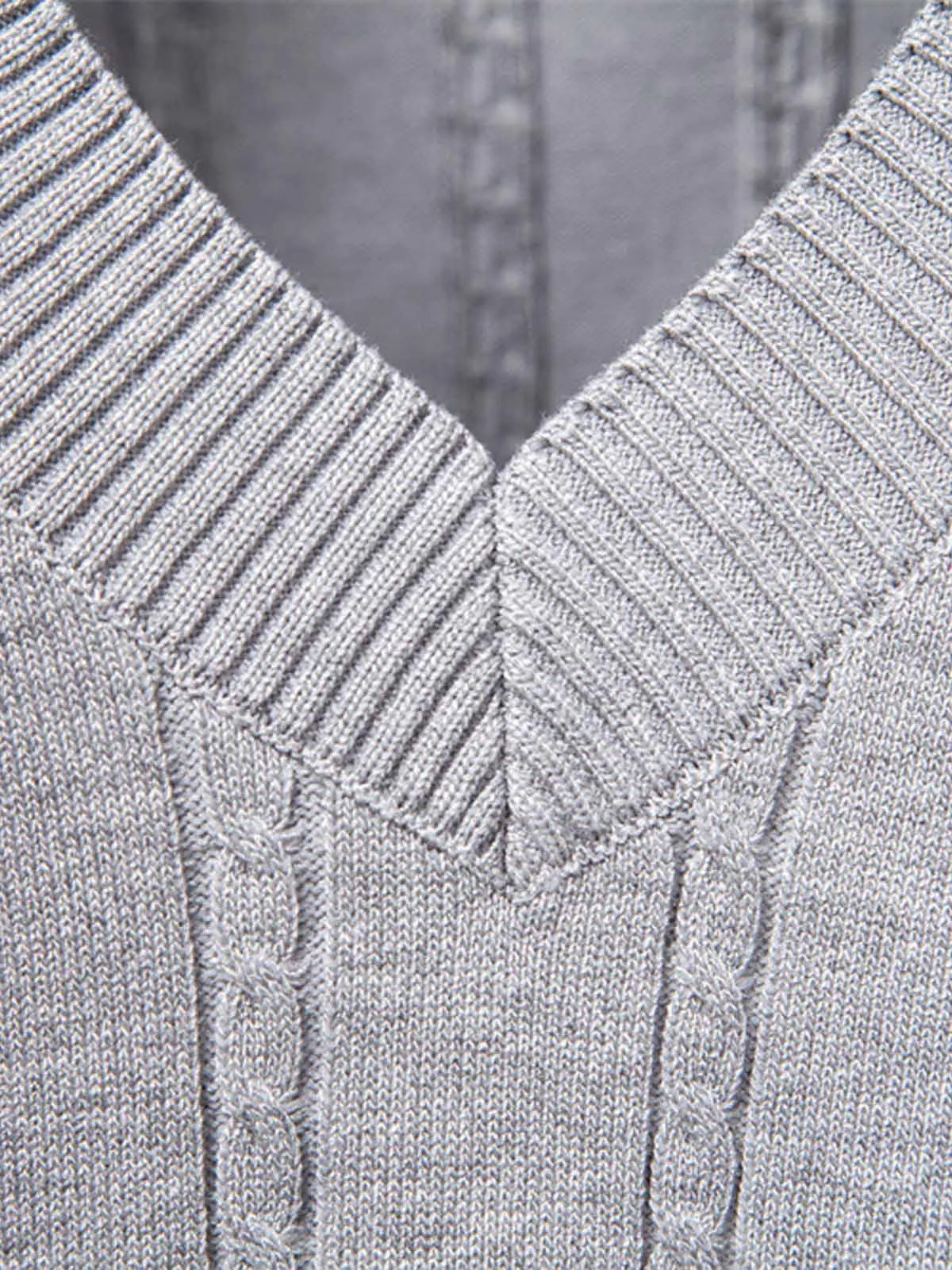 Men's Cable Knit V-Neck Sweater Vest sold by Eleven Oasis product image thumbnail 4