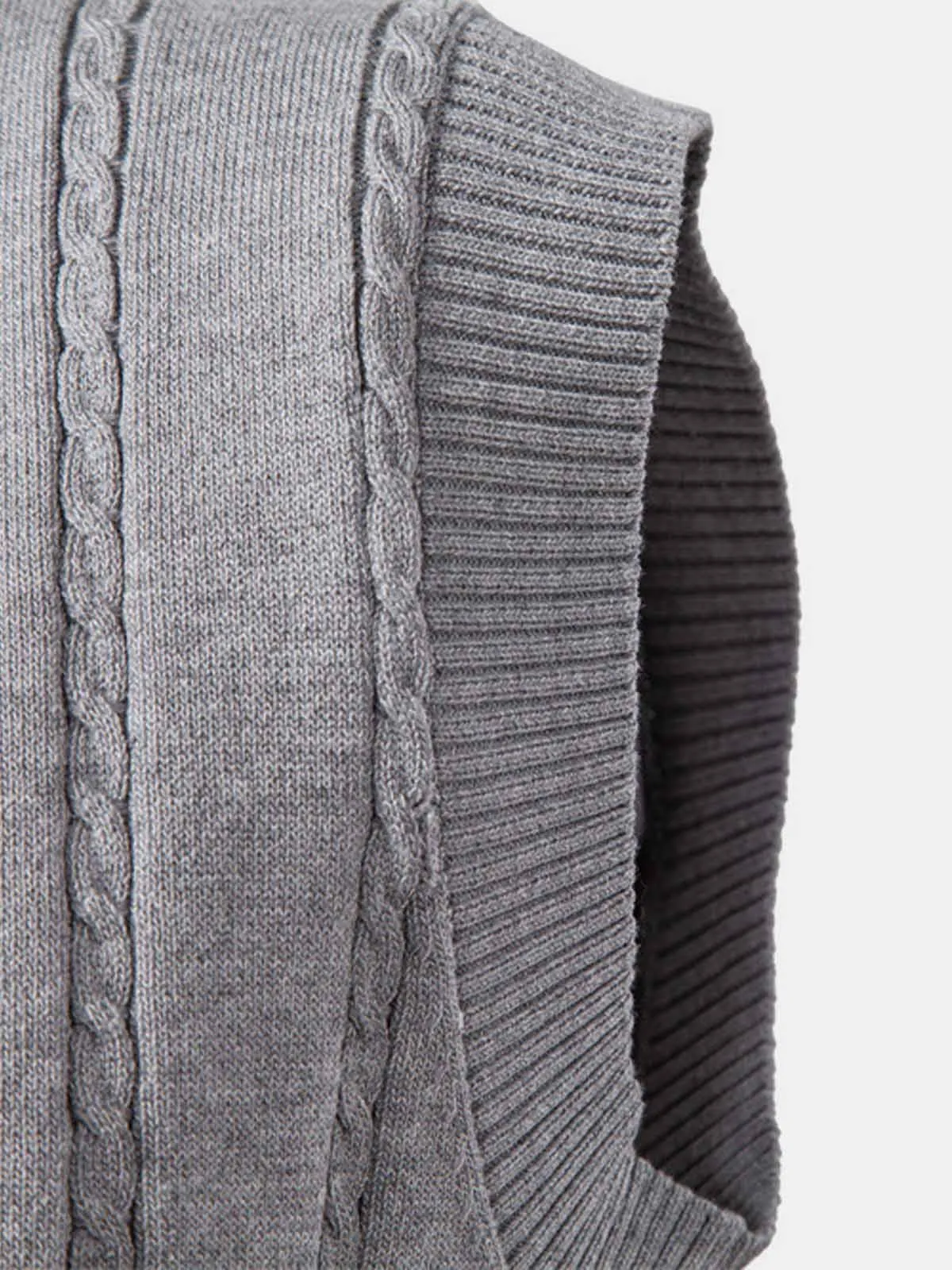 Men's Cable Knit V-Neck Sweater Vest sold by Eleven Oasis product image thumbnail 5