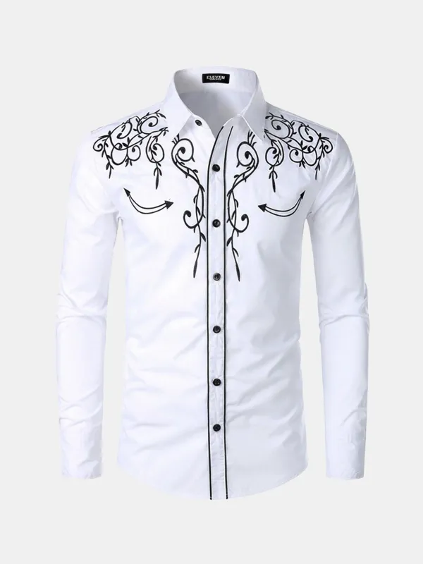 Men's Western Embroidered Long Sleeve Shirt sold by Eleven Oasis