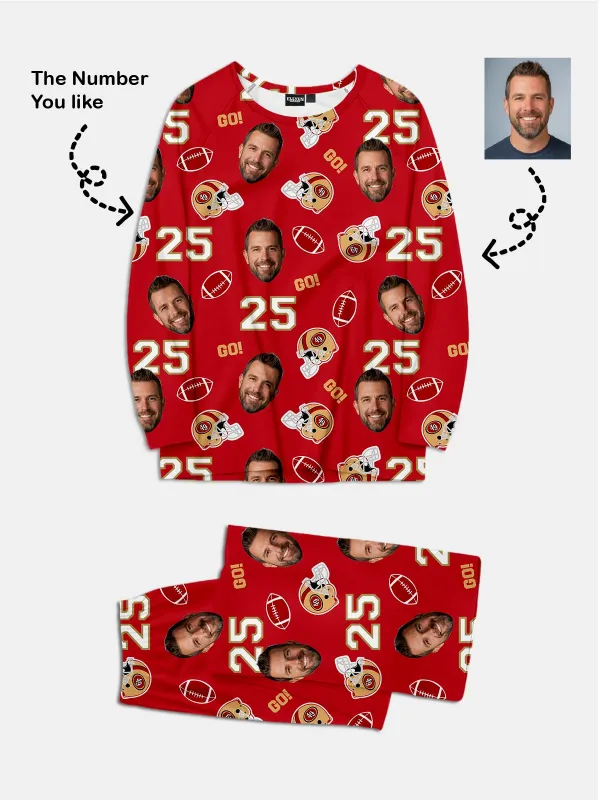 Custom Football Team & Face Pajama Set - Bay Area Red & Gold made by Eleven Oasis