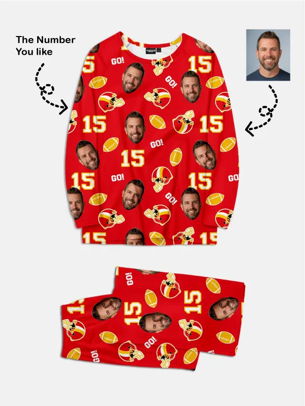 Custom Football Team & Face Pajama Set - Red & Gold sold by Eleven Oasis