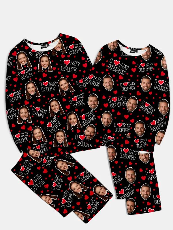 Custom Couples Pajama Set - I Heart My Wife / I Heart My Hubby (Sold individually) sold by Eleven Oasis