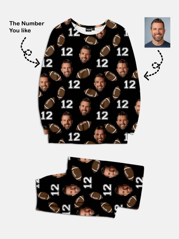 Custom Face Pajama Set - American Football & Number sold by Eleven Oasis