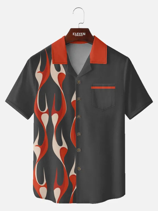 Men's Retro Flame Short Sleeve Shirt sold by Eleven Oasis