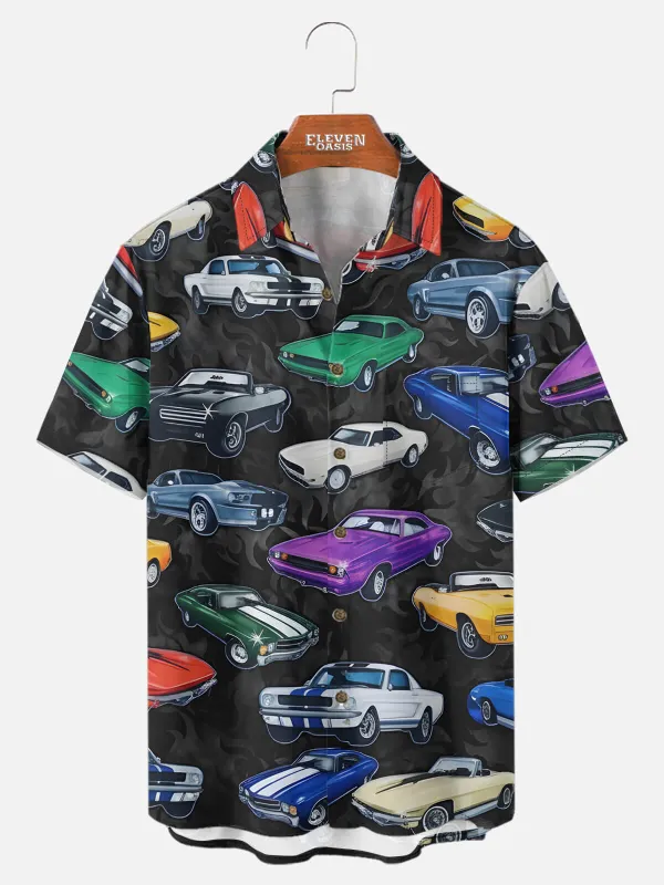 Tall Men's Retro Muscle Car Short Sleeve Shirt sold by Eleven Oasis