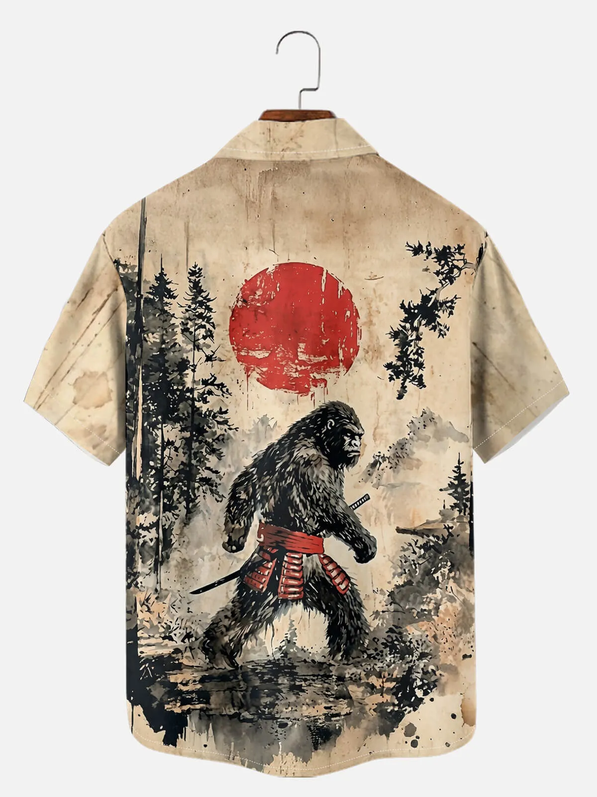 Tall Men's Japanese Samurai Sasquatch Short Sleeve Shirt sold by Eleven Oasis product image thumbnail 3