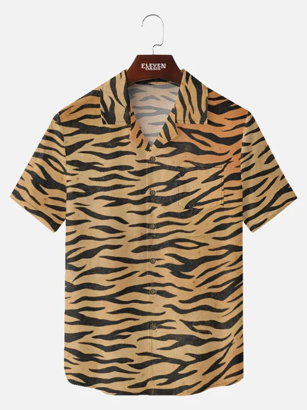 Men's Tiger Print Short Sleeve Shirt sold by Eleven Oasis