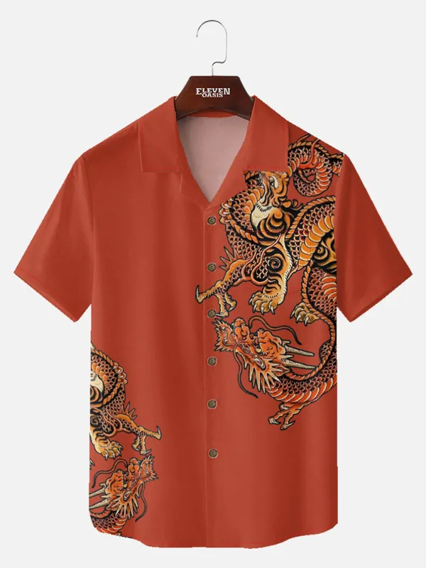 Tall Men's Japanese Dragon Short Sleeve Shirt sold by Eleven Oasis