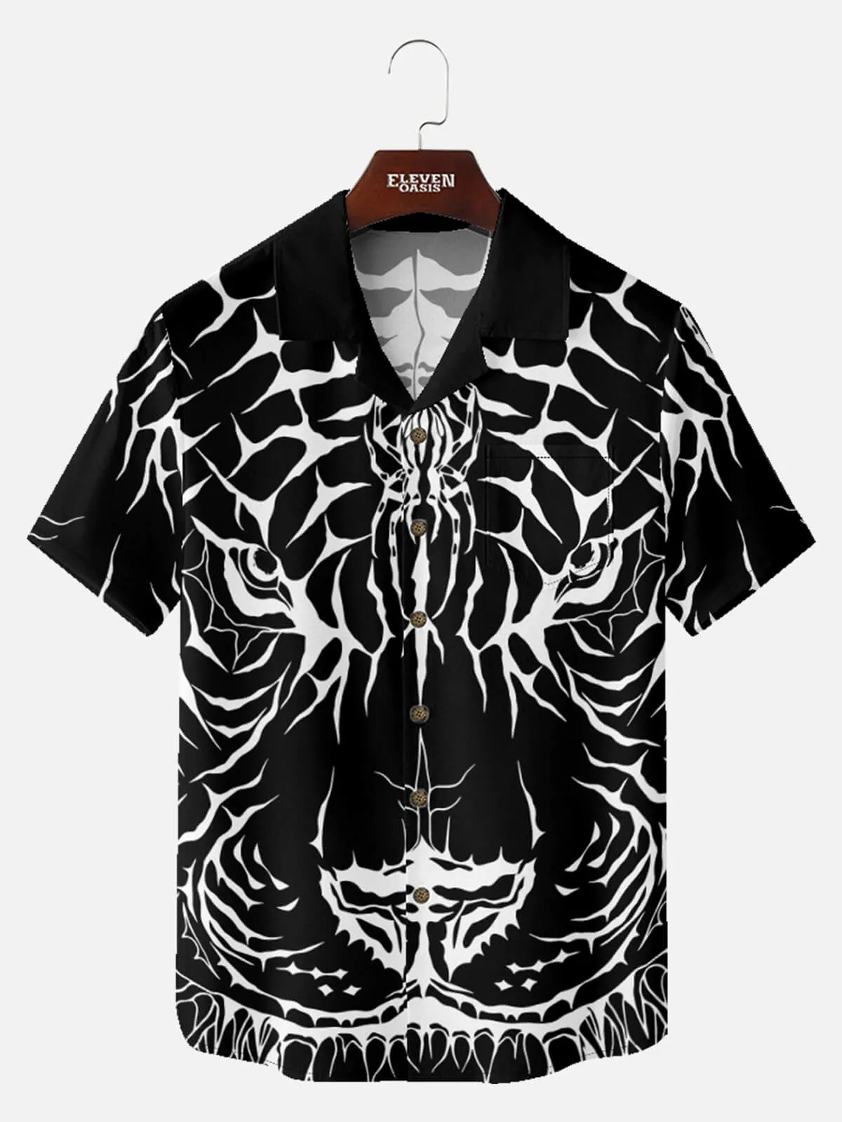 Men's Abstract Tiger & Web Graphic Short Sleeve Shirt sold by Eleven Oasis product image thumbnail 2