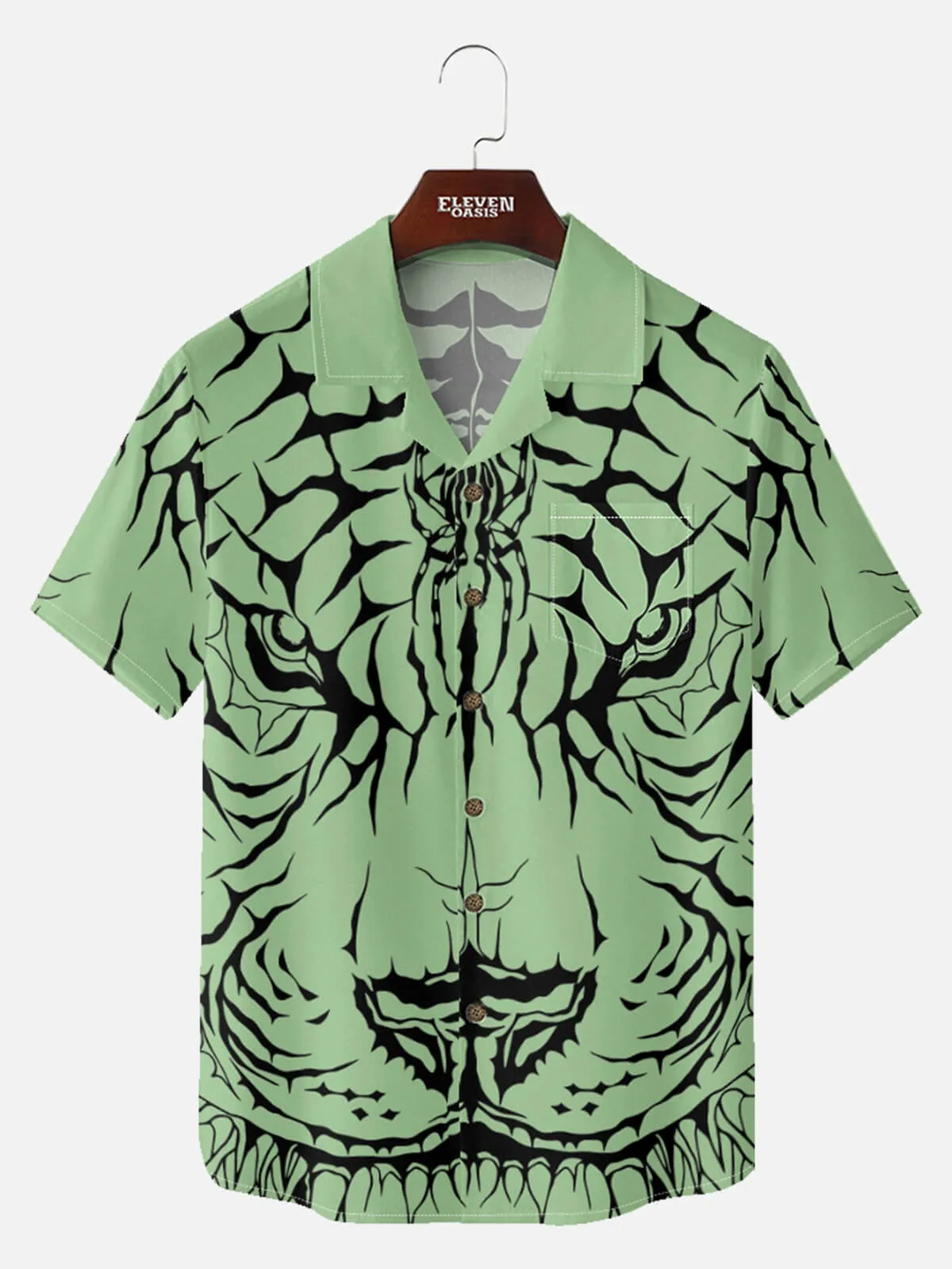 Men's Abstract Tiger & Web Graphic Short Sleeve Shirt sold by Eleven Oasis