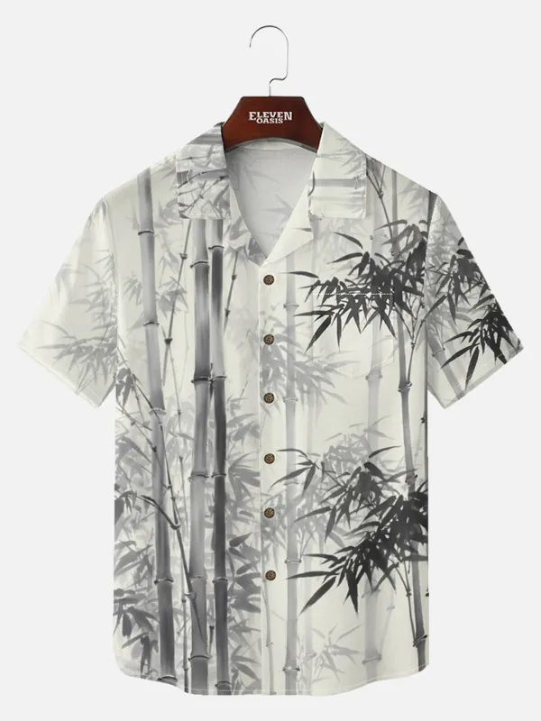 Men's Bamboo Ink Wash Short Sleeve Shirt sold by Eleven Oasis