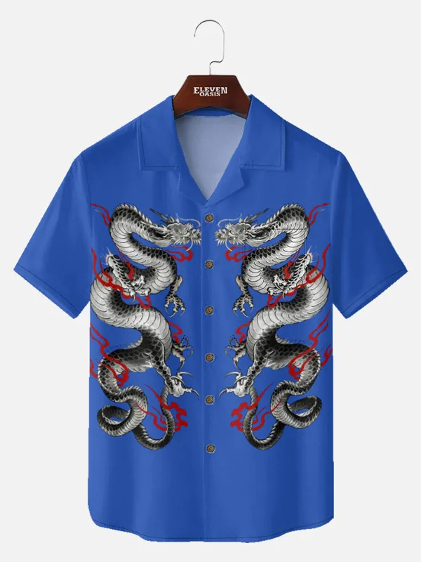 Men's Chinese Twin Dragon Short Sleeve Shirt sold by Eleven Oasis