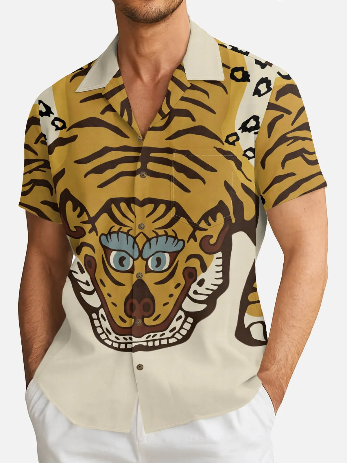 Men's Korean Folk Tiger Short Sleeve Shirt sold by Eleven Oasis product image thumbnail 2