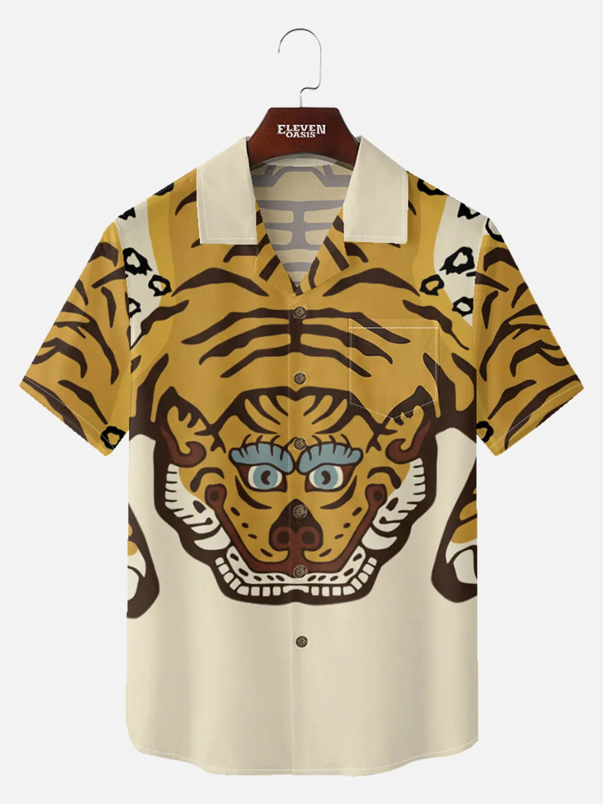 Men's Korean Folk Tiger Short Sleeve Shirt sold by Eleven Oasis