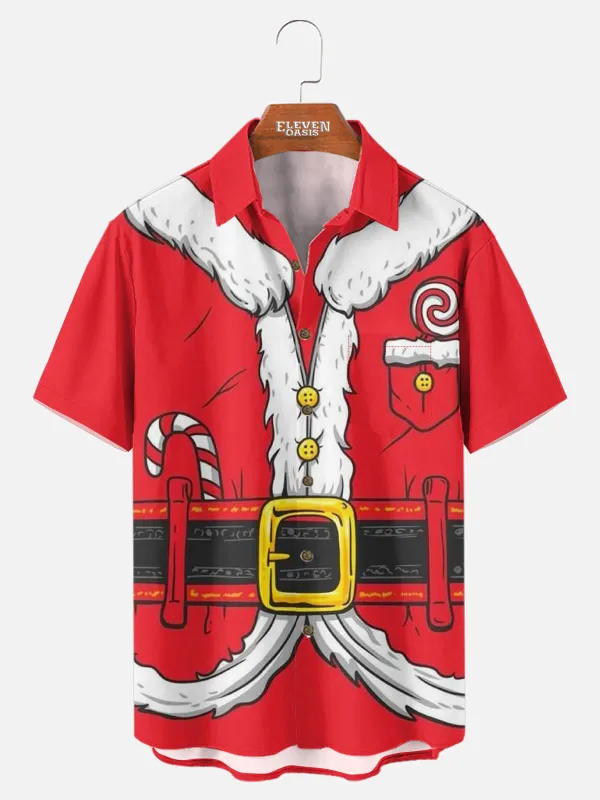 Tall Men's Santa Suit Christmas Short Sleeve Shirt sold by Eleven Oasis