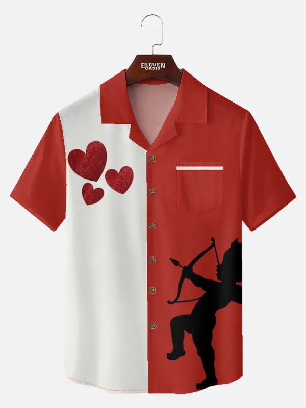 Tall Men's Cupid Heart Panel Short Sleeve Shirt sold by Eleven Oasis