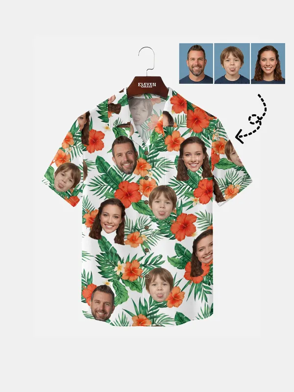 Men's Custom Tropical Face Print Short Sleeve Shirt made by Eleven Oasis