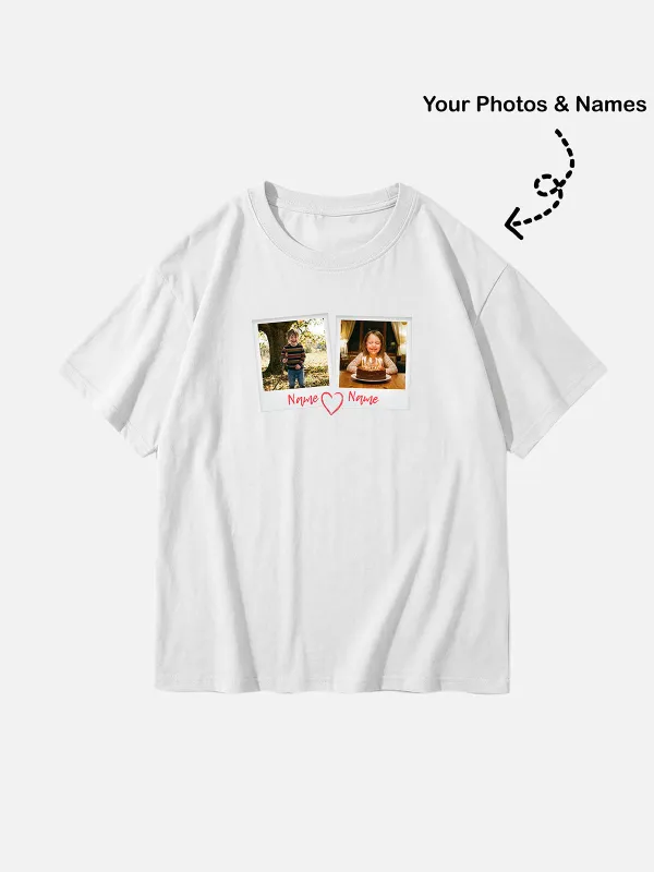 Custom Photos & Names Cotton Short Sleeve T-Shirt sold by Eleven Oasis
