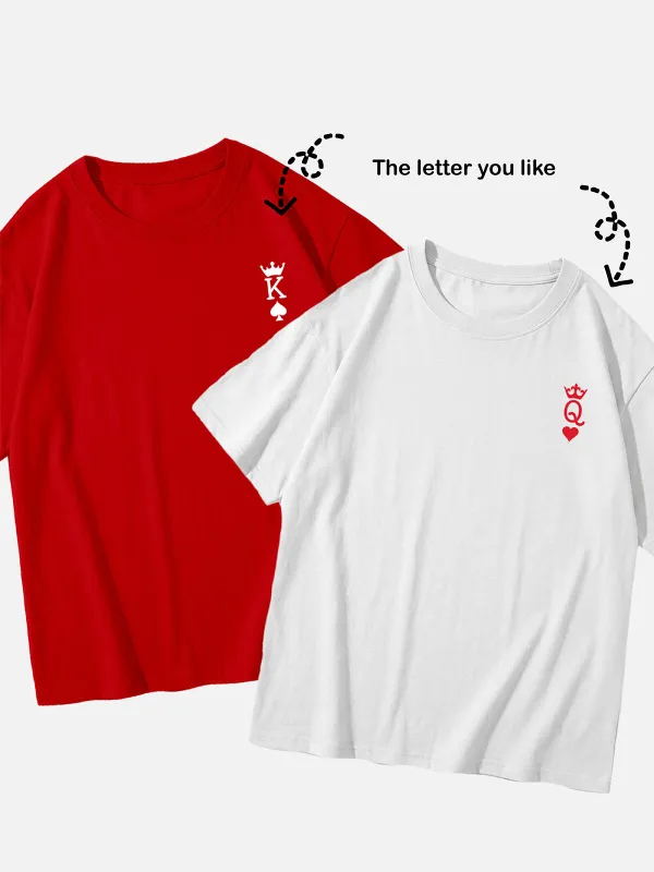 Custom King or Queen Letter Cotton Short Sleeve T-Shirt (Sold Individually) made by Eleven Oasis