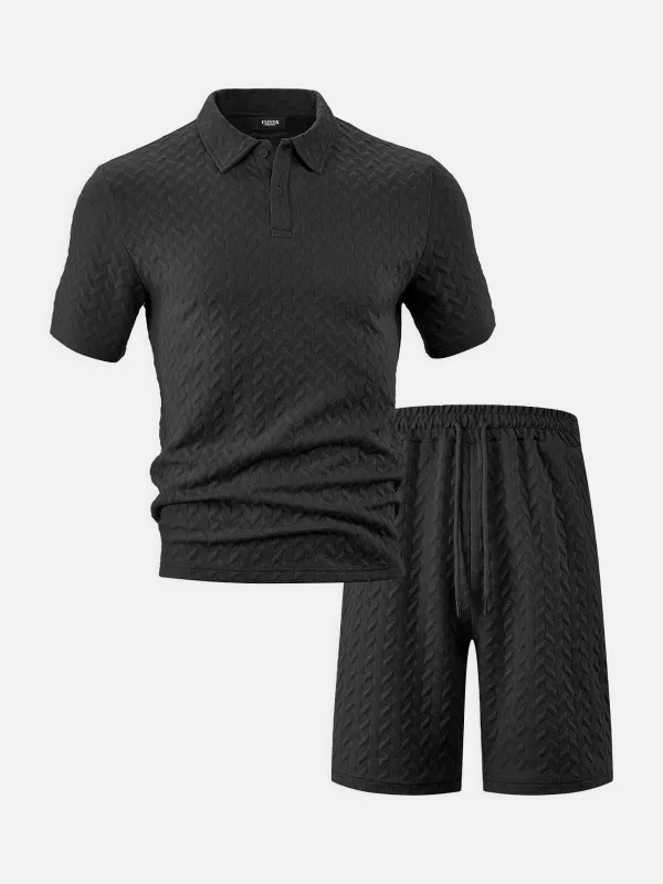 Men's Slim Fit Short Sleeve Polo & Shorts Set made by Eleven Oasis