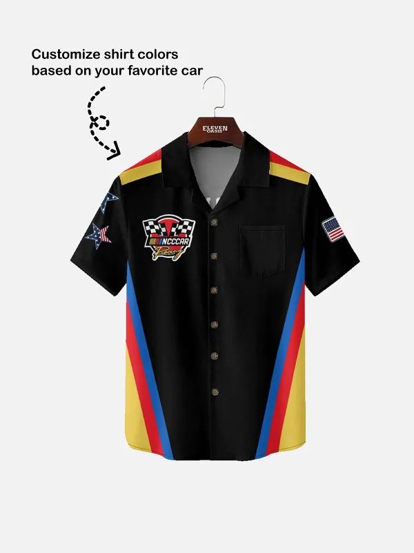 Men's Custom Racing Flags Stripes & Stars Short Sleeve Shirt sold by Eleven Oasis