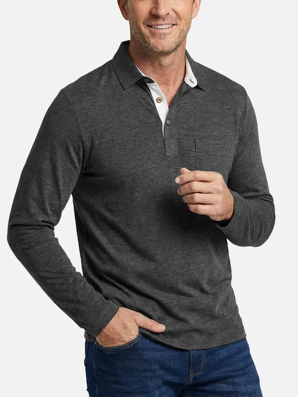 Men's Long Sleeve Polo Shirt sold by Eleven Oasis product image thumbnail 5