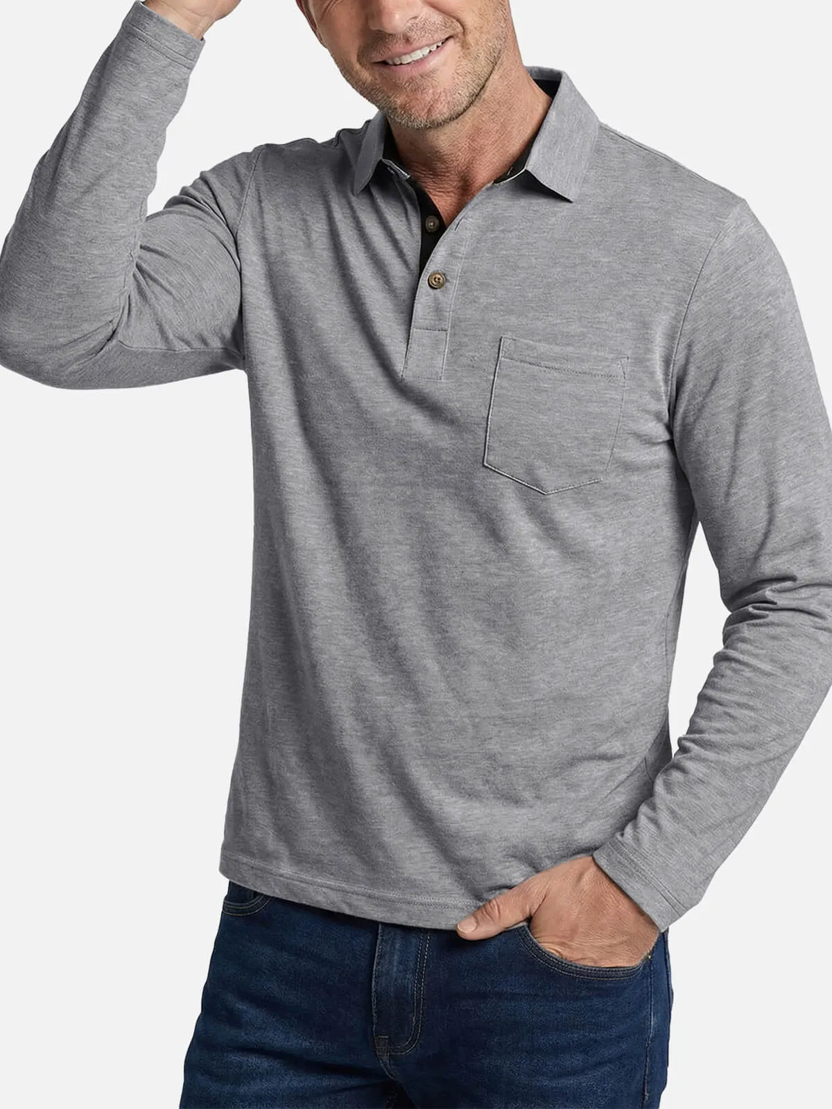 Men's Long Sleeve Polo Shirt sold by Eleven Oasis product image thumbnail 2