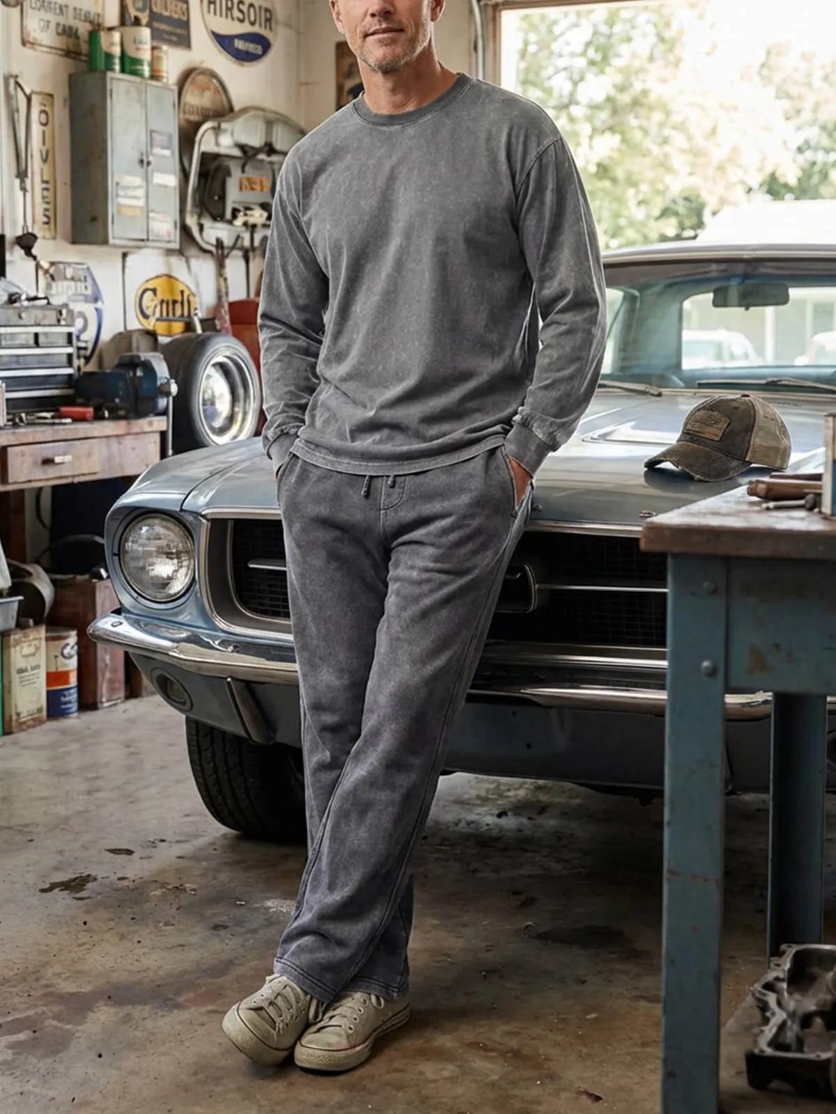 Men's Vintage Washed Cotton Sweatpants sold by Eleven Oasis product image thumbnail 4