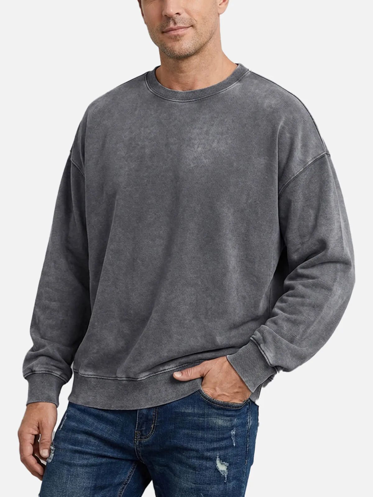 Men's Vintage Washed Cotton Sweatshirt sold by Eleven Oasis product image thumbnail 2