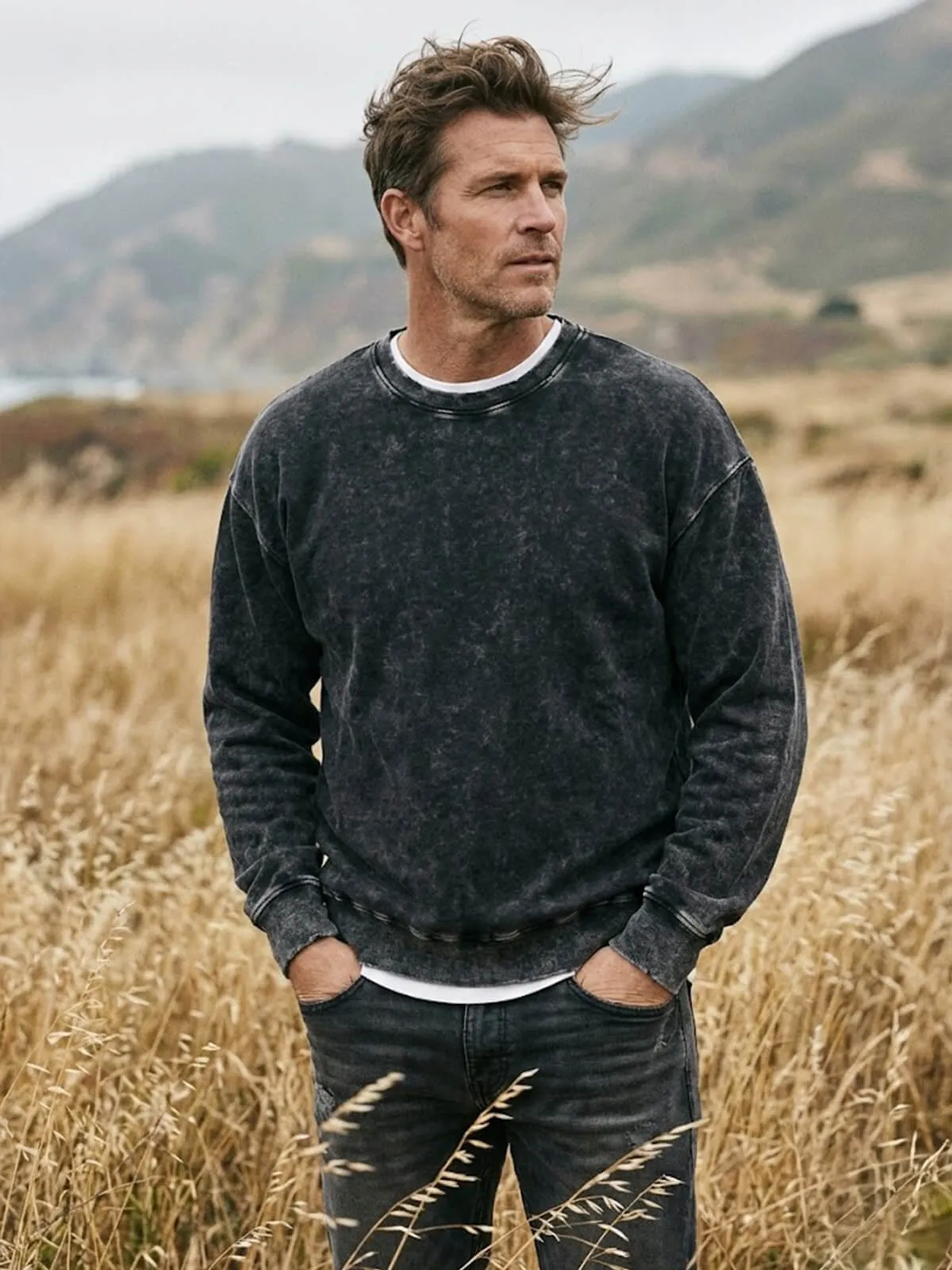 Men's Vintage Washed Cotton Sweatshirt sold by Eleven Oasis product image thumbnail 3