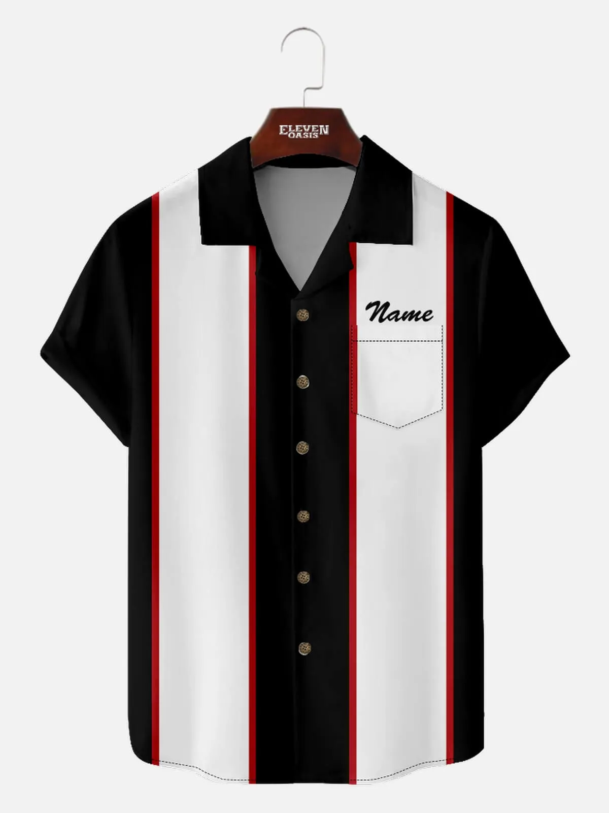 Tall Men's Customizable Striped Short Sleeve Shirt sold by Eleven Oasis product image thumbnail 2